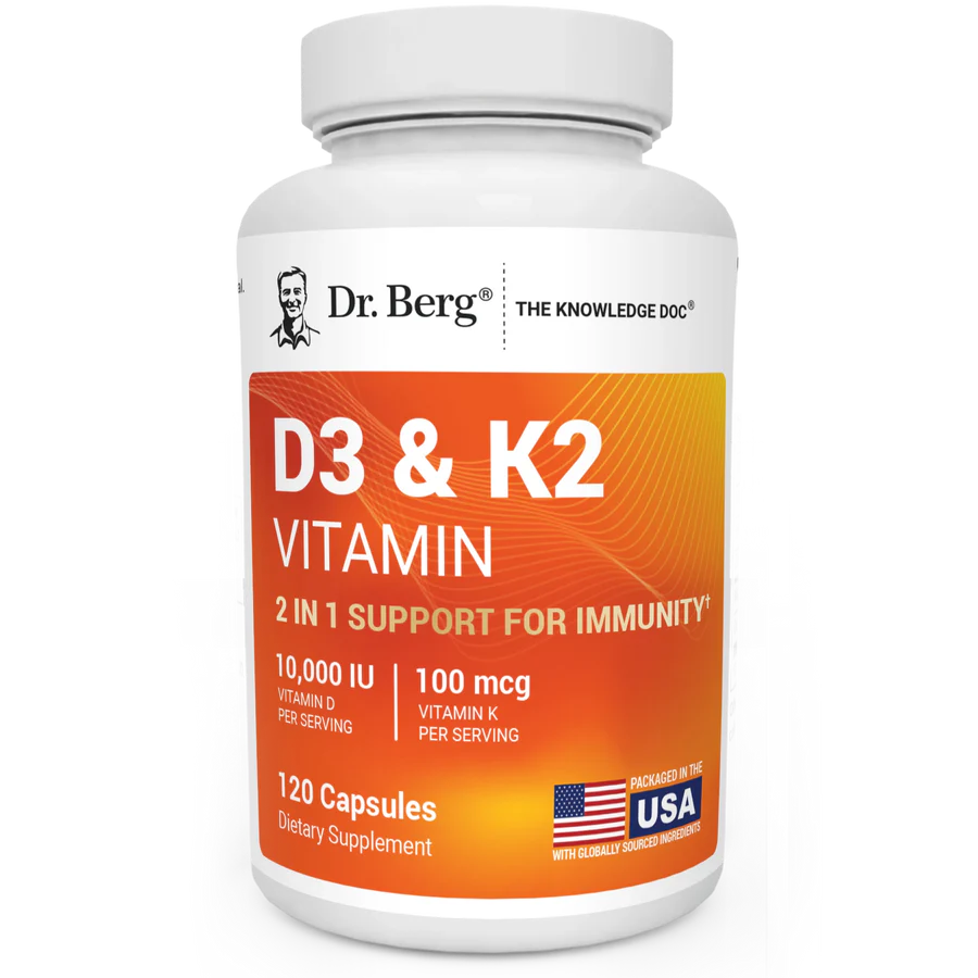 Dr. Berg Vitamin D3 & K2 10,000 IU + MK-7 – 120 Capsules – Immune, Bone & Heart Support* Supplement w/Magnesium, Zinc, B6 – 4X Lab-Tested – No Fillers – Non-GMO, cGMP, Formulated in USA
