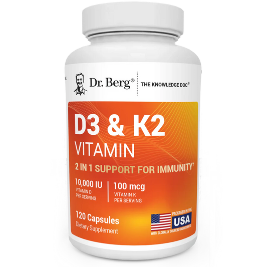 Dr. Berg Vitamin D3 & K2 10,000 IU + MK-7 – 120 Capsules – Immune, Bone & Heart Support* Supplement w/Magnesium, Zinc, B6 – 4X Lab-Tested – No Fillers – Non-GMO, cGMP, Formulated in USA