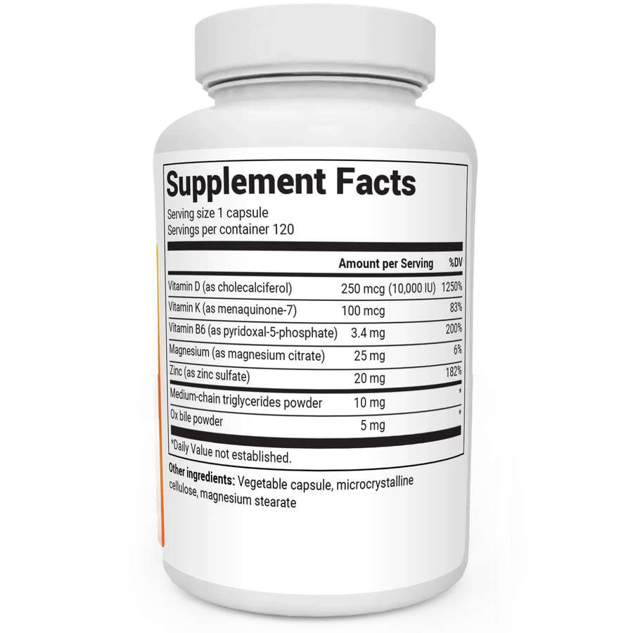 Dr. Berg Vitamin D3 & K2 10,000 IU + MK-7 – 120 Capsules – Immune, Bone & Heart Support* Supplement w/Magnesium, Zinc, B6 – 4X Lab-Tested – No Fillers – Non-GMO, cGMP, Formulated in USA